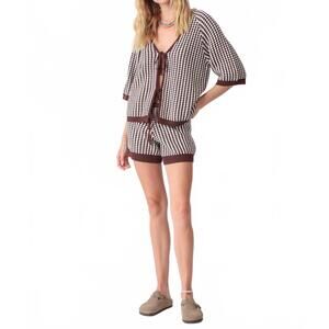 NEW ELECTRIC & ROSE lace up sweater in cocoa/ivory